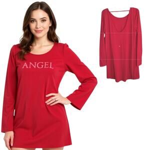 Victoria's Secret Angel Night Dress Women's Size M Red Long sleeve Pullover